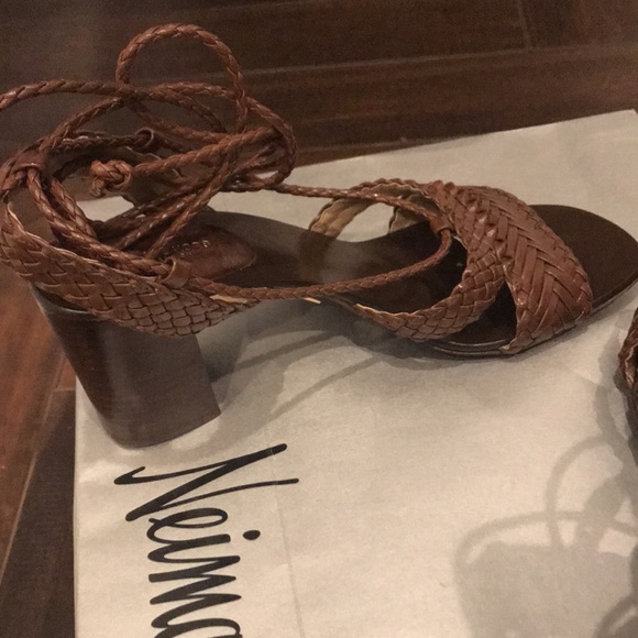 Michael Kors Collection Lace up Leather Sandals, Chocolate, Suze 40 1/2 - Picture 4 of 11